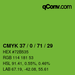 Color code: CMYK 37 / 0 / 71 / 29 | qconv.com
