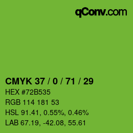 Color code: CMYK 37 / 0 / 71 / 29 | qconv.com