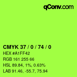 カラーコード: CMYK 37 / 0 / 74 / 0 | qconv.com