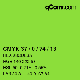 Code couleur: CMYK 37 / 0 / 74 / 13 | qconv.com