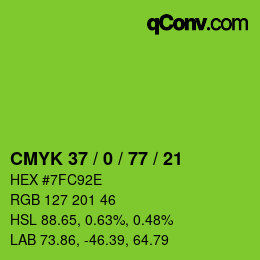 Color code: CMYK 37 / 0 / 77 / 21 | qconv.com