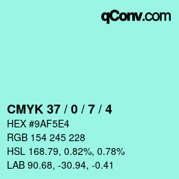 カラーコード: CMYK 37 / 0 / 7 / 4 | qconv.com