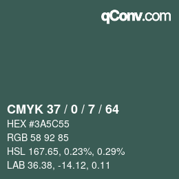 Color code: CMYK 37 / 0 / 7 / 64 | qconv.com