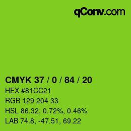 Color code: CMYK 37 / 0 / 84 / 20 | qconv.com