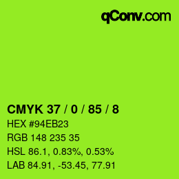 Color code: CMYK 37 / 0 / 85 / 8 | qconv.com