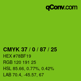 Code couleur: CMYK 37 / 0 / 87 / 25 | qconv.com