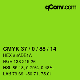 颜色代码: CMYK 37 / 0 / 88 / 14 | qconv.com