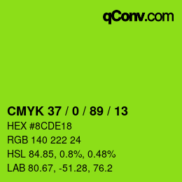 Color code: CMYK 37 / 0 / 89 / 13 | qconv.com