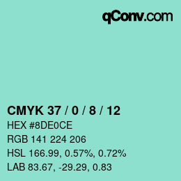 Color code: CMYK 37 / 0 / 8 / 12 | qconv.com