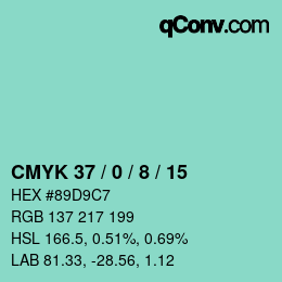 Color code: CMYK 37 / 0 / 8 / 15 | qconv.com