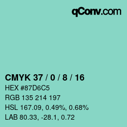 颜色代码: CMYK 37 / 0 / 8 / 16 | qconv.com