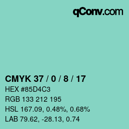カラーコード: CMYK 37 / 0 / 8 / 17 | qconv.com