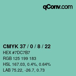 Color code: CMYK 37 / 0 / 8 / 22 | qconv.com
