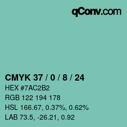 カラーコード: CMYK 37 / 0 / 8 / 24 | qconv.com