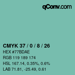カラーコード: CMYK 37 / 0 / 8 / 26 | qconv.com