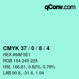 カラーコード: CMYK 37 / 0 / 8 / 4 | qconv.com