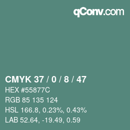 カラーコード: CMYK 37 / 0 / 8 / 47 | qconv.com