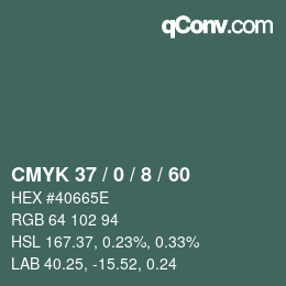 カラーコード: CMYK 37 / 0 / 8 / 60 | qconv.com