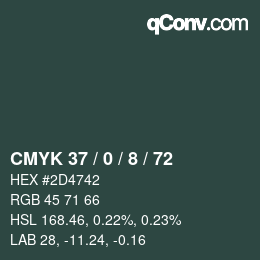 カラーコード: CMYK 37 / 0 / 8 / 72 | qconv.com