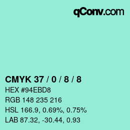 カラーコード: CMYK 37 / 0 / 8 / 8 | qconv.com