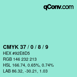 カラーコード: CMYK 37 / 0 / 8 / 9 | qconv.com