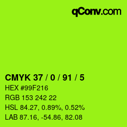 カラーコード: CMYK 37 / 0 / 91 / 5 | qconv.com