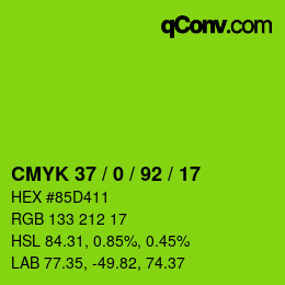 カラーコード: CMYK 37 / 0 / 92 / 17 | qconv.com