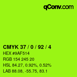 カラーコード: CMYK 37 / 0 / 92 / 4 | qconv.com