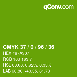 颜色代码: CMYK 37 / 0 / 96 / 36 | qconv.com
