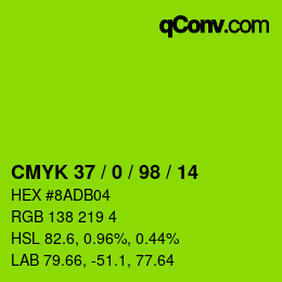 颜色代码: CMYK 37 / 0 / 98 / 14 | qconv.com