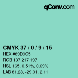 Color code: CMYK 37 / 0 / 9 / 15 | qconv.com