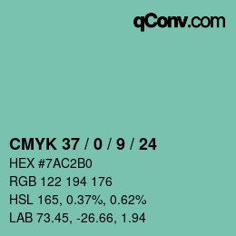 カラーコード: CMYK 37 / 0 / 9 / 24 | qconv.com