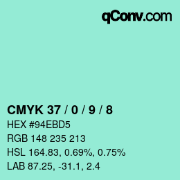 颜色代码: CMYK 37 / 0 / 9 / 8 | qconv.com
