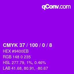 カラーコード: CMYK 37 / 100 / 0 / 8 | qconv.com