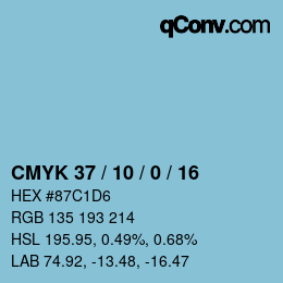 颜色代码: CMYK 37 / 10 / 0 / 16 | qconv.com