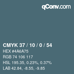 Color code: CMYK 37 / 10 / 0 / 54 | qconv.com