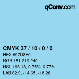 カラーコード: CMYK 37 / 10 / 0 / 6 | qconv.com