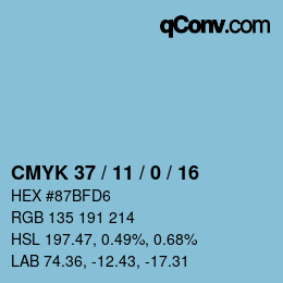 颜色代码: CMYK 37 / 11 / 0 / 16 | qconv.com