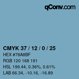 颜色代码: CMYK 37 / 12 / 0 / 25 | qconv.com