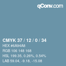 颜色代码: CMYK 37 / 12 / 0 / 34 | qconv.com