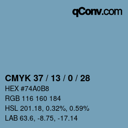 カラーコード: CMYK 37 / 13 / 0 / 28 | qconv.com