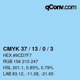 カラーコード: CMYK 37 / 13 / 0 / 3 | qconv.com