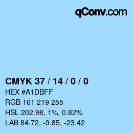 カラーコード: CMYK 37 / 14 / 0 / 0 | qconv.com
