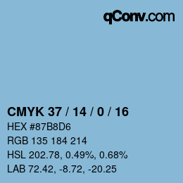 Farbcode: CMYK 37 / 14 / 0 / 16 | qconv.com