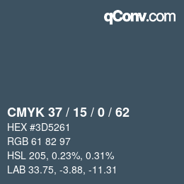 Farbcode: CMYK 37 / 15 / 0 / 62 | qconv.com