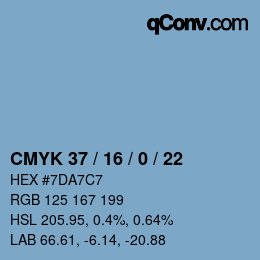 Código de color: CMYK 37 / 16 / 0 / 22 | qconv.com