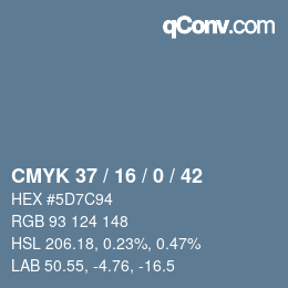 颜色代码: CMYK 37 / 16 / 0 / 42 | qconv.com
