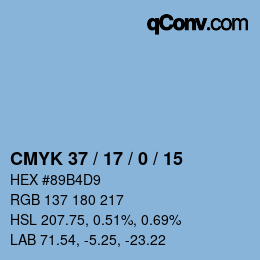 Color code: CMYK 37 / 17 / 0 / 15 | qconv.com