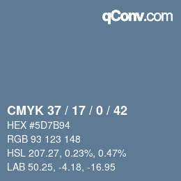 颜色代码: CMYK 37 / 17 / 0 / 42 | qconv.com