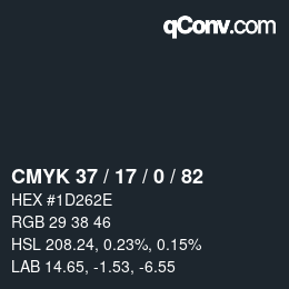 Color code: CMYK 37 / 17 / 0 / 82 | qconv.com
